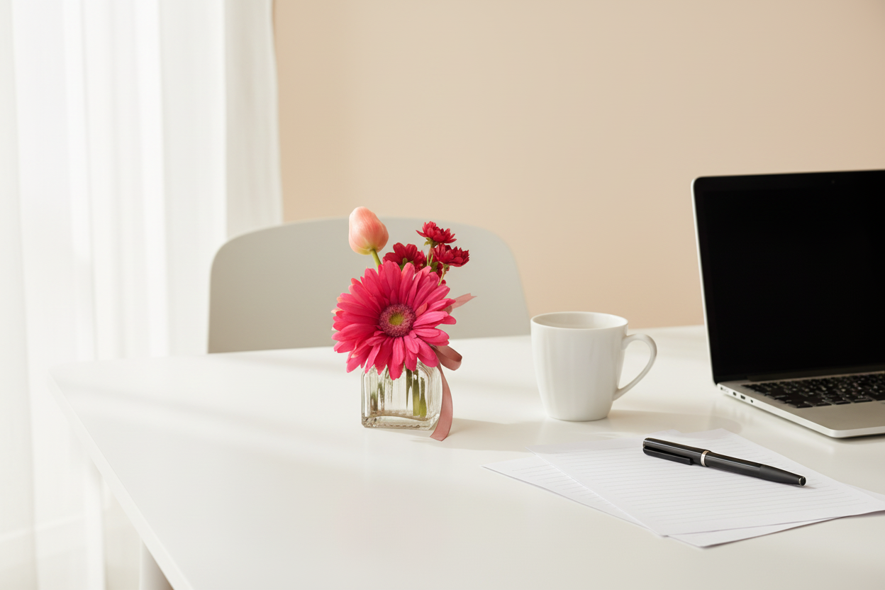 Mini boeket op tafel