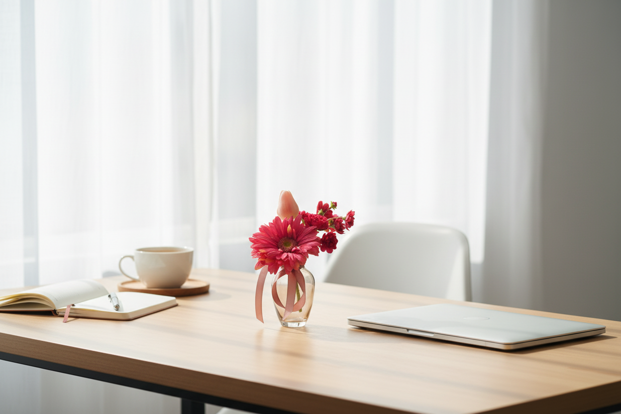 Mini boeket op tafel