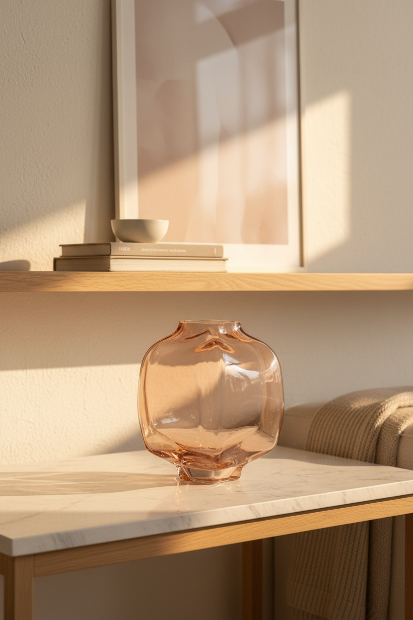 Roze glazen vaasje interieur