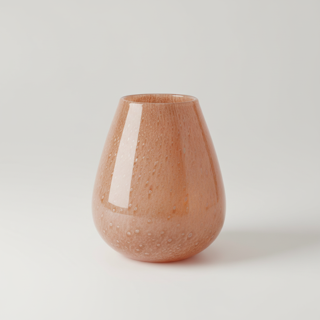 Amber glazen vaas breder model met lichte achtergrond