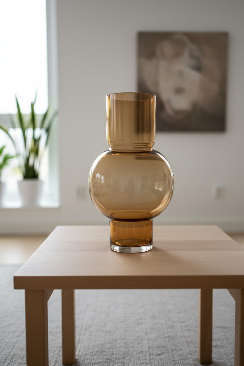 Amber glazen vaas interieur