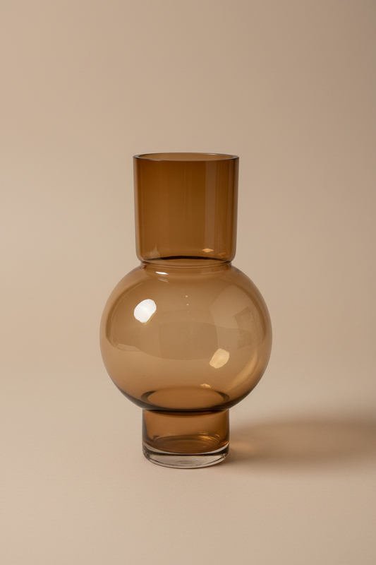 Amber glazen vaas studio foto