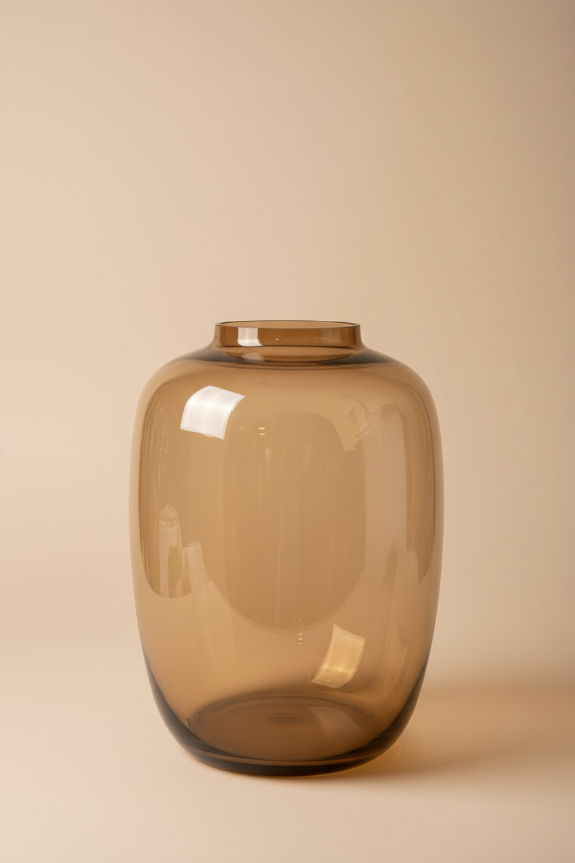 Amber glazen vaas studio foto