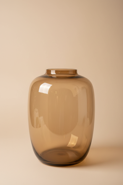 Amber glazen vaas studio foto