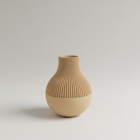 Beige geribde vaas studio