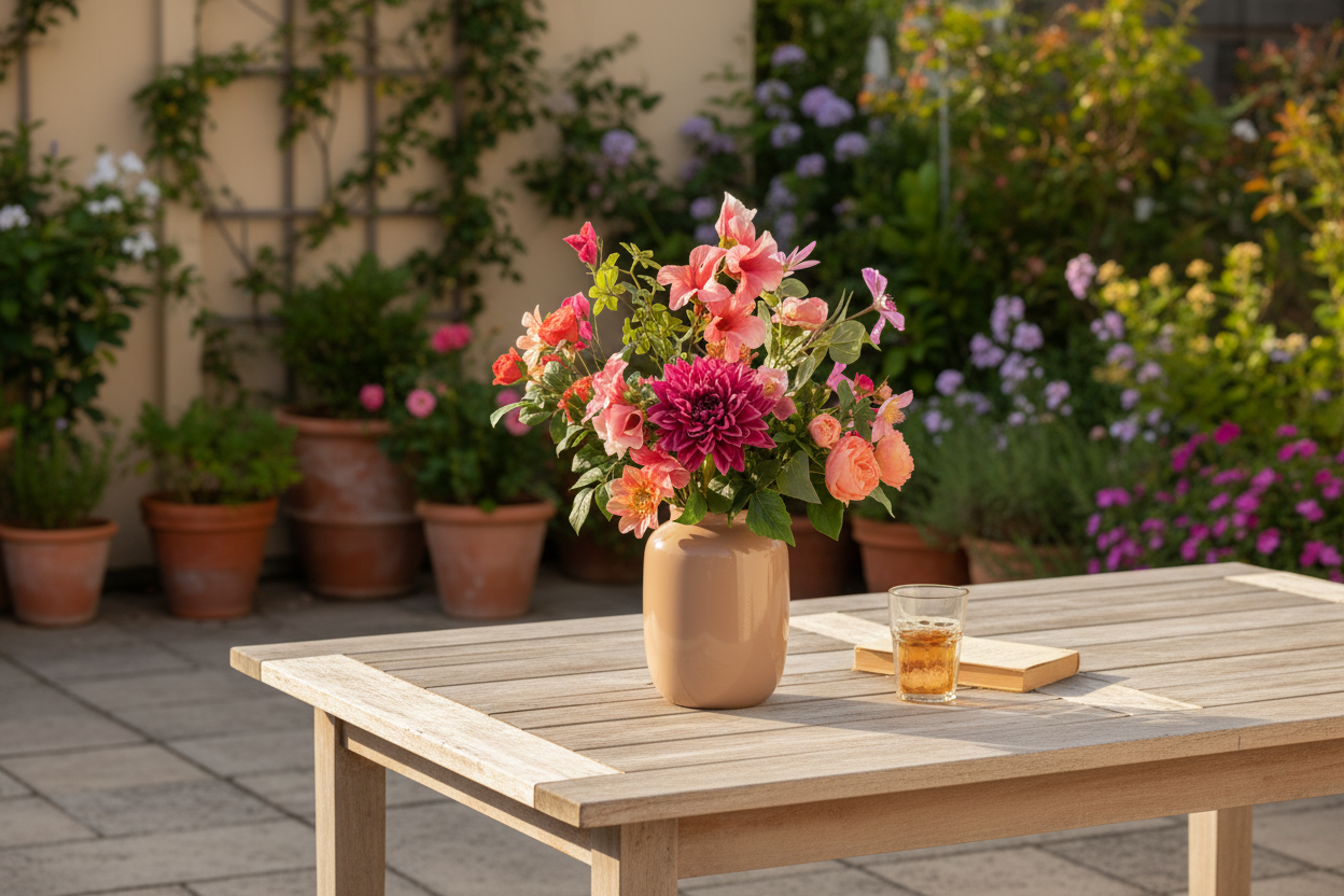 Boeket buiten op terras