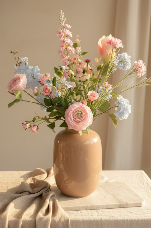 Boeket op linnen/marmer