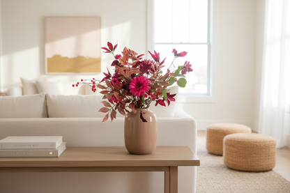 Bordeaux boeket in woonkamer