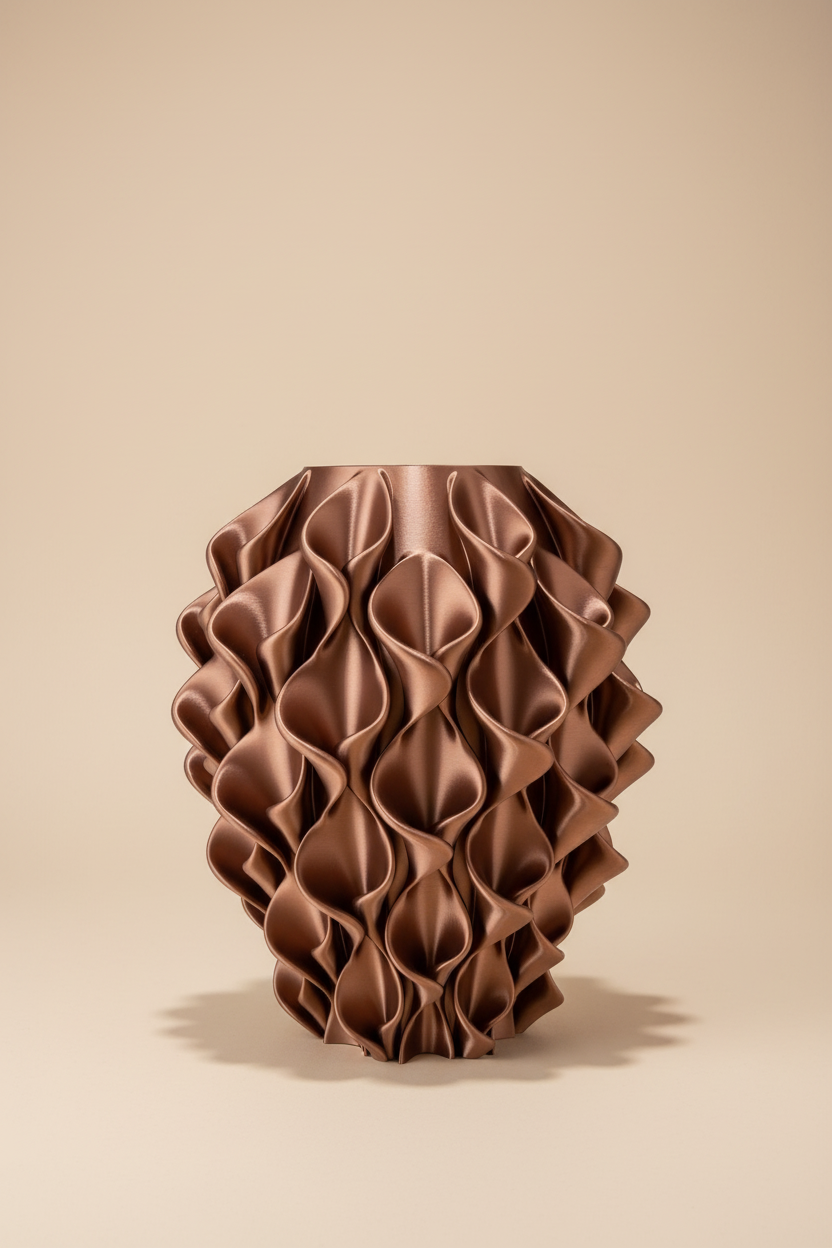 Bruine golvende vaas studio