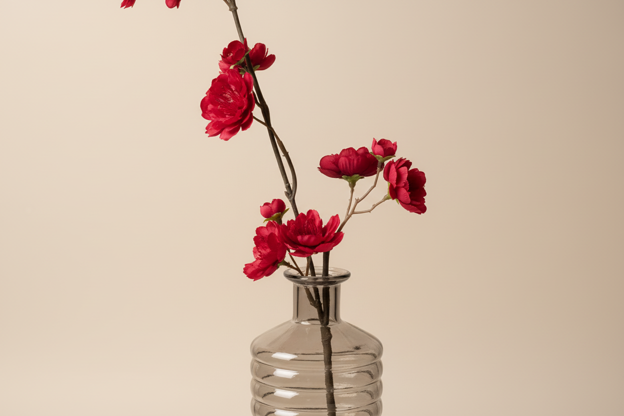 Close-up rode bloesemtak