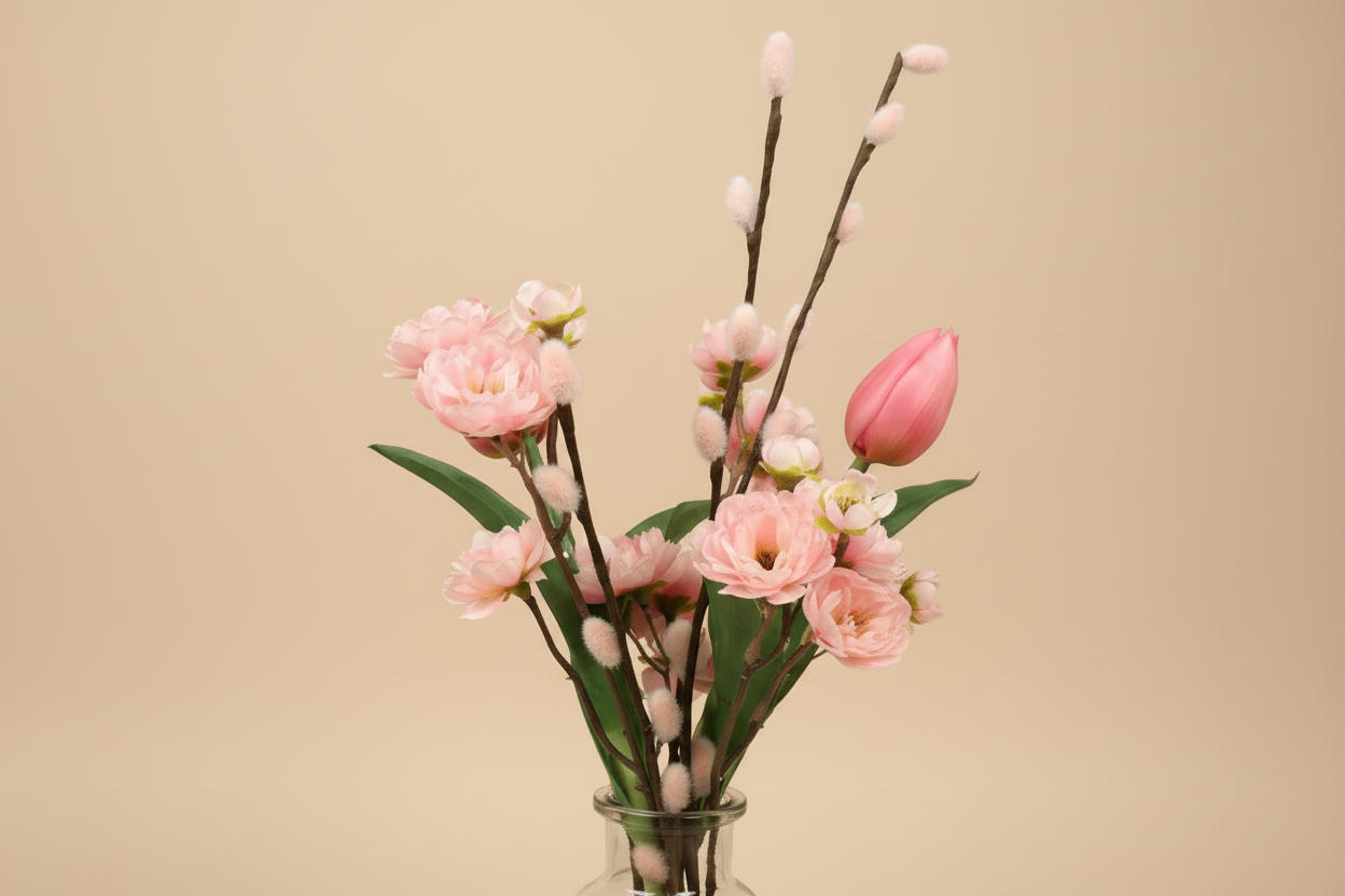 Close-up roze lenteboeket