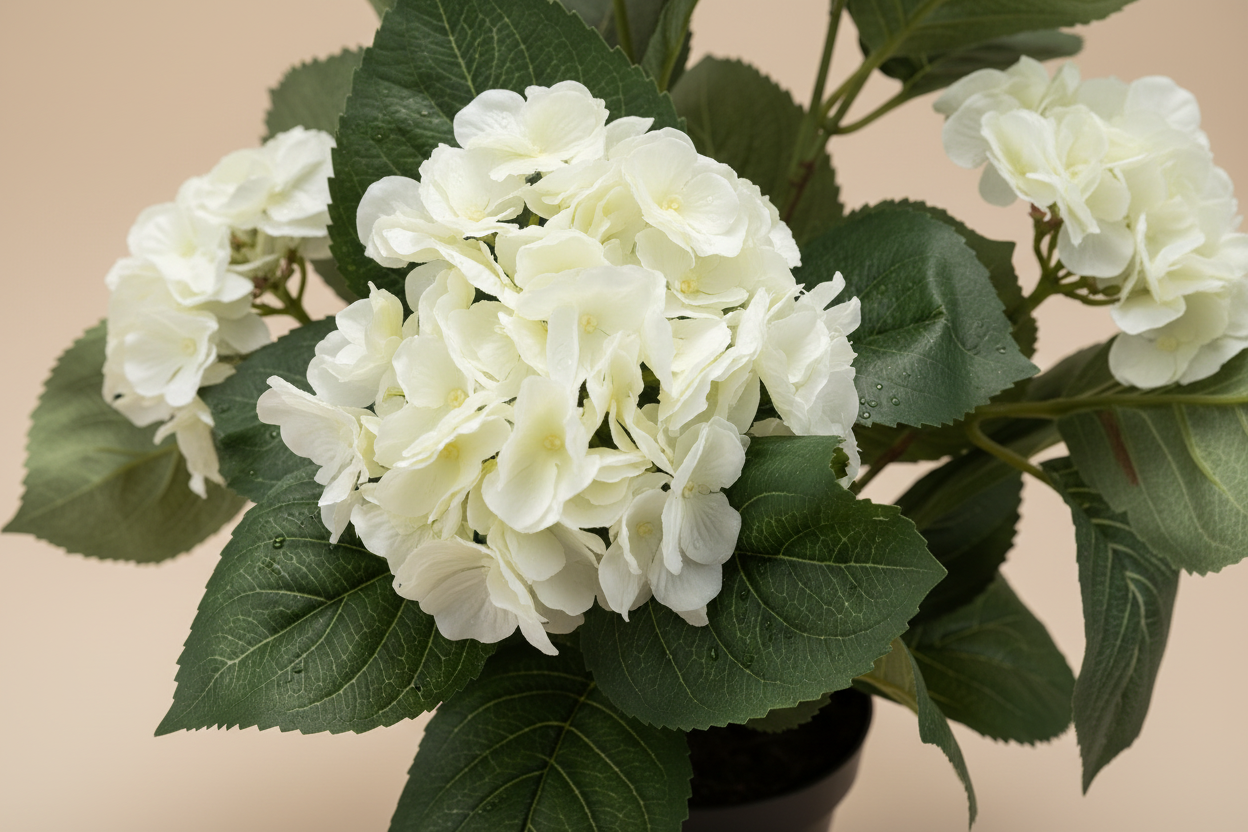 Close-up witte hortensia