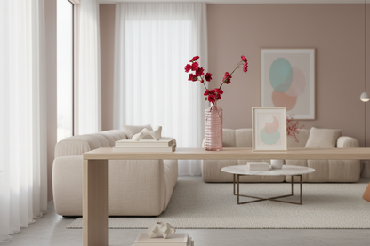 Fuchsia bloesemtak in woonkamer