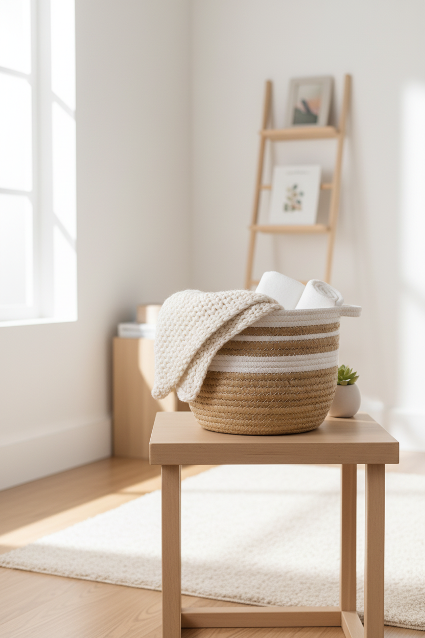 Gevlochten mand in interieur