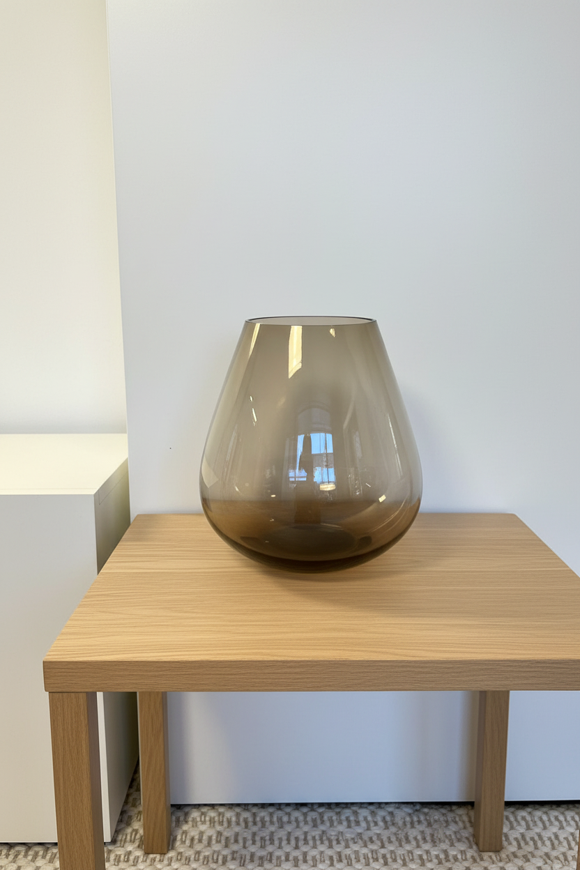 Grijze glazen vaas in interieur
