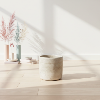 Grote betonnen pot interieur