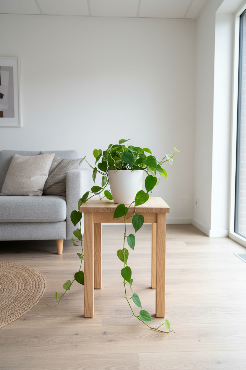 Hangplant zonder haakje in interieur