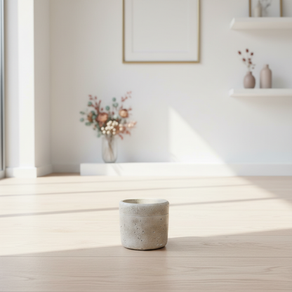 Kleine betonnen pot interieur