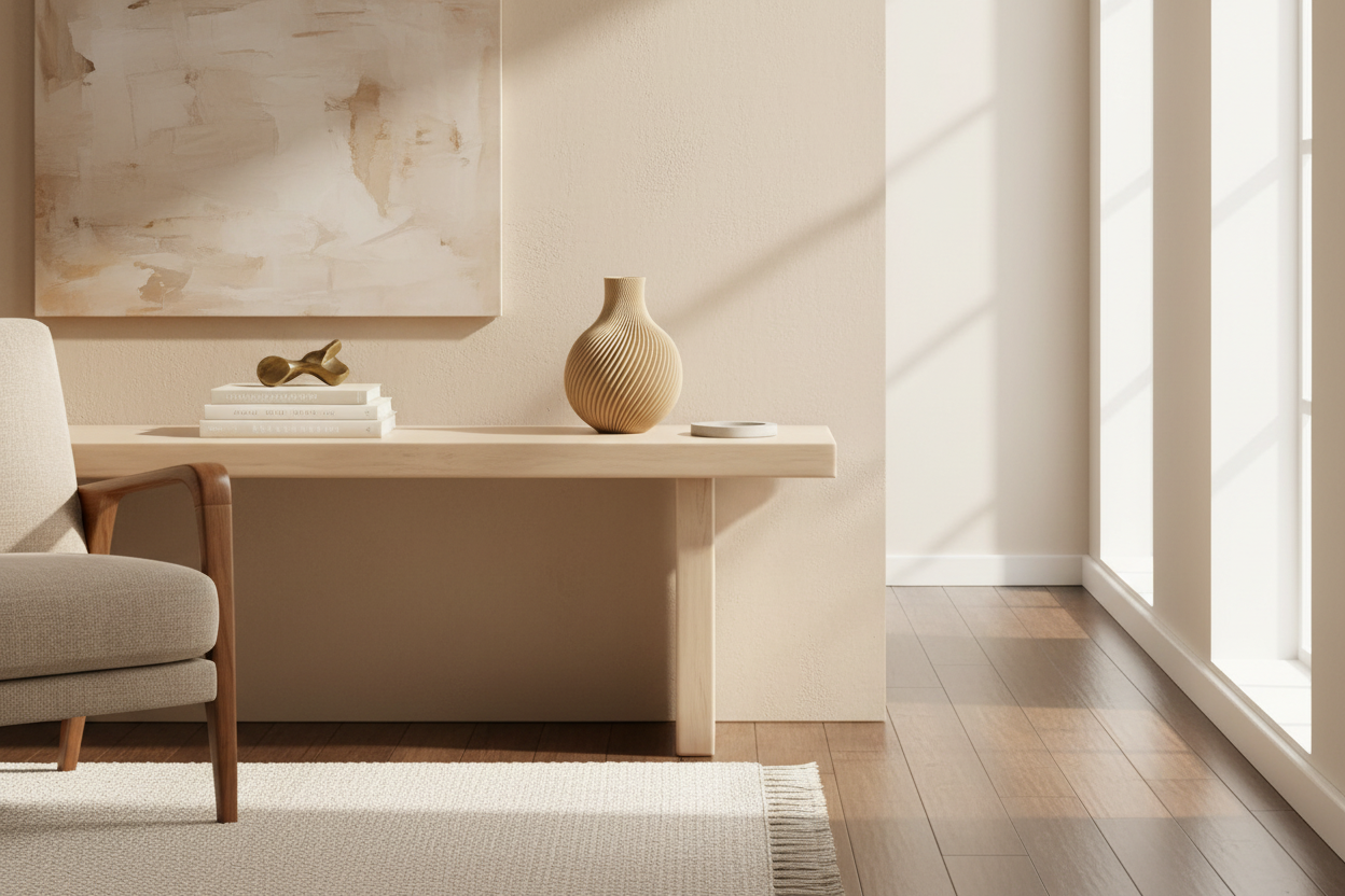 Lege beige vaas in woonkamer