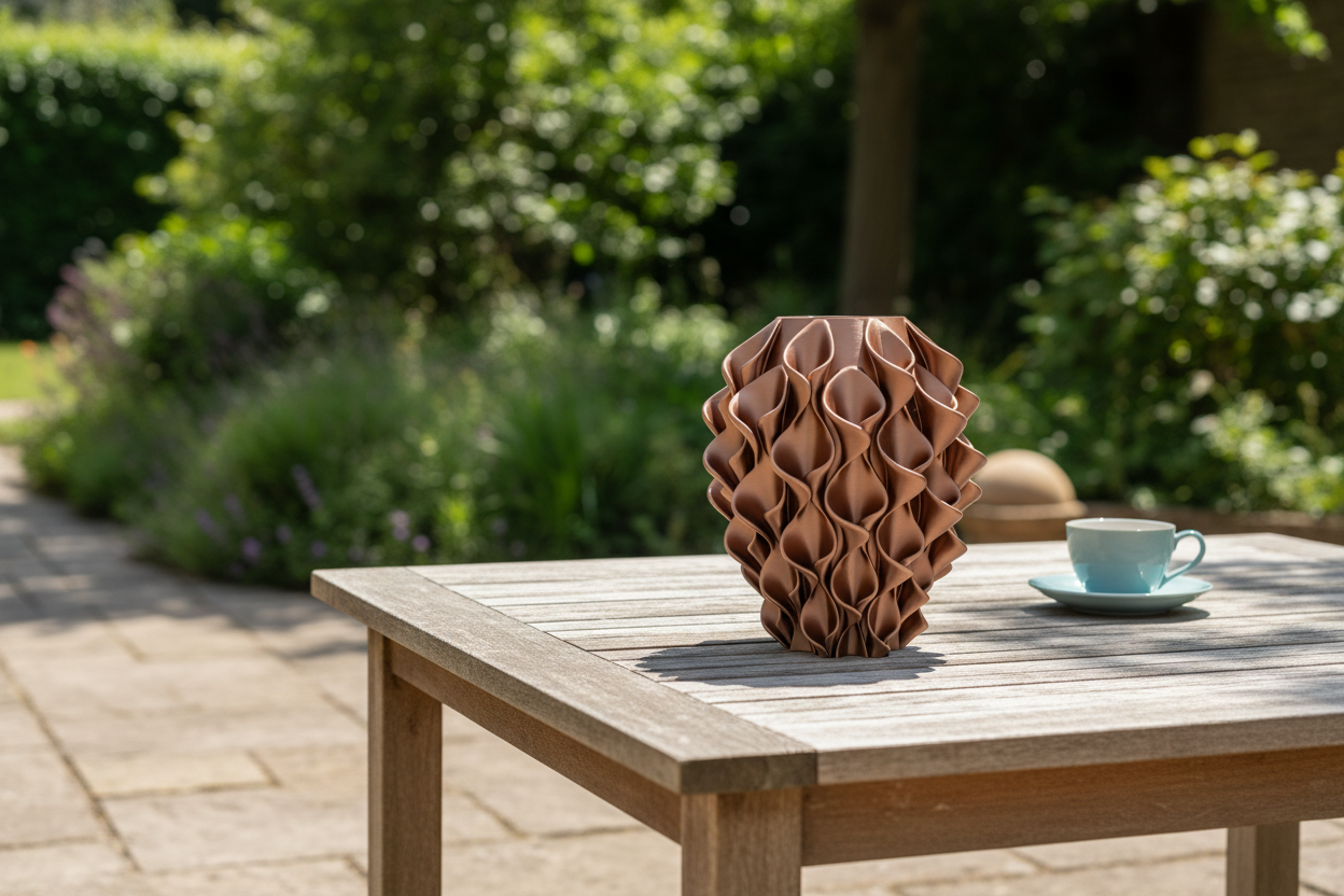 Lege bruine vaas buiten