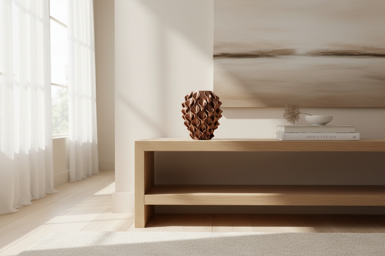 Lege bruine vaas in woonkamer