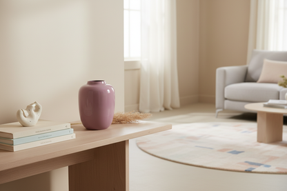 Lege roze vaas in woonkamer