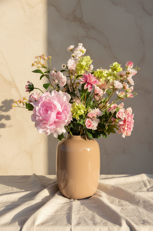 Lenteboeket op linnen/marmer