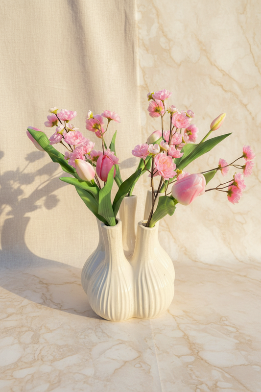 Lenteboeket op linnen/marmer