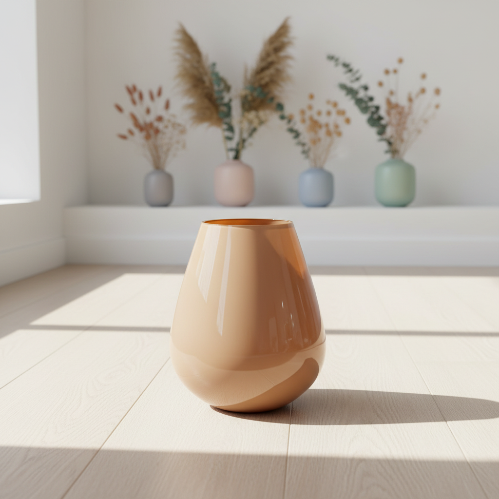 Matte caramel vaas in minimalistisch interieur