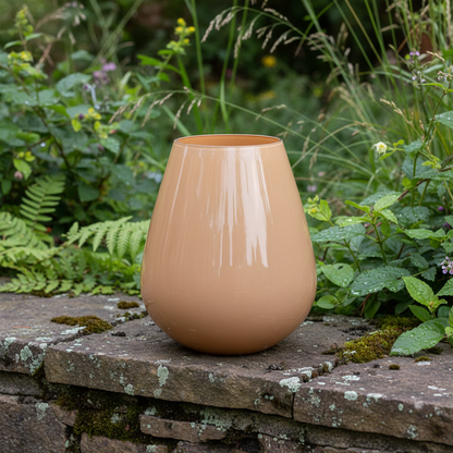 Matte caramel vaas in natuurlijke buitenomgeving