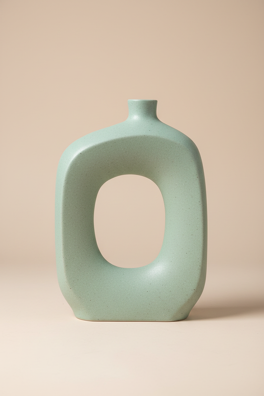 Mintgroene sculptuurvaas studio foto