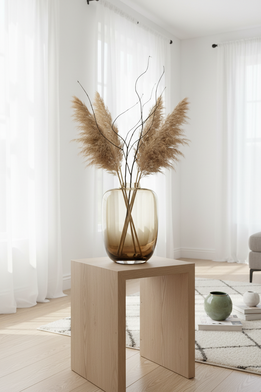 Ombré glazen vaas in interieur