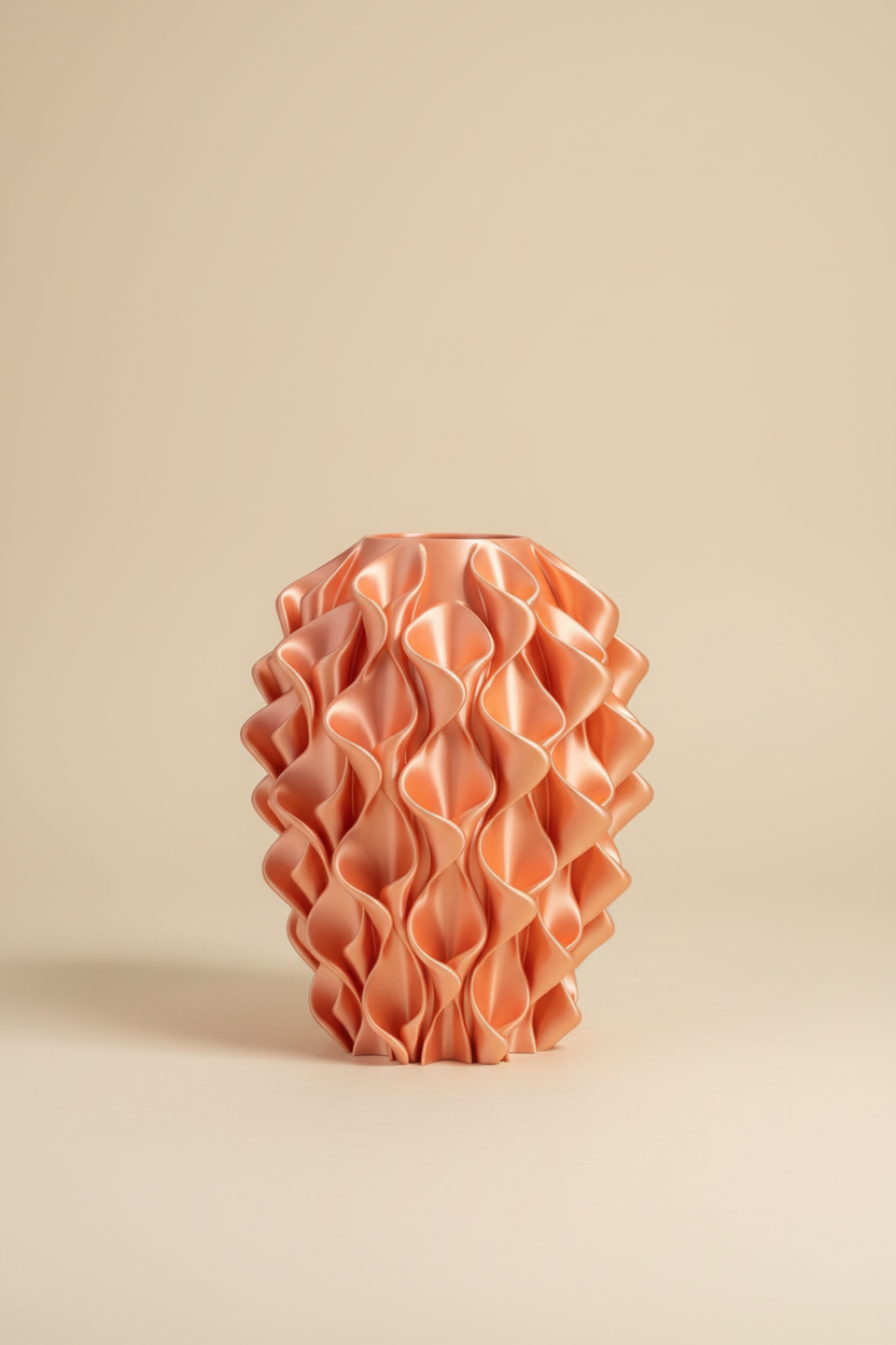 Oranje golvende vaas studio