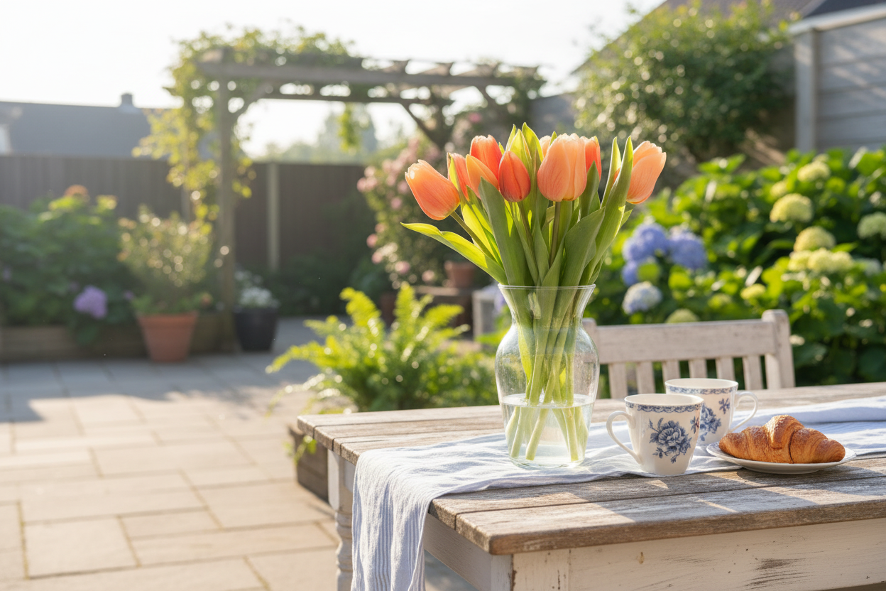 Oranje tulpen buiten