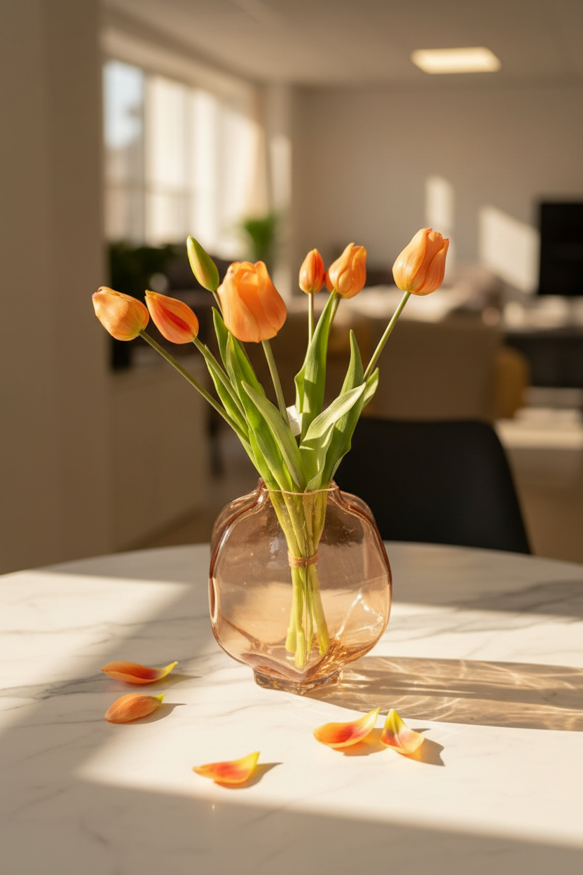Oranje tulpen marmer