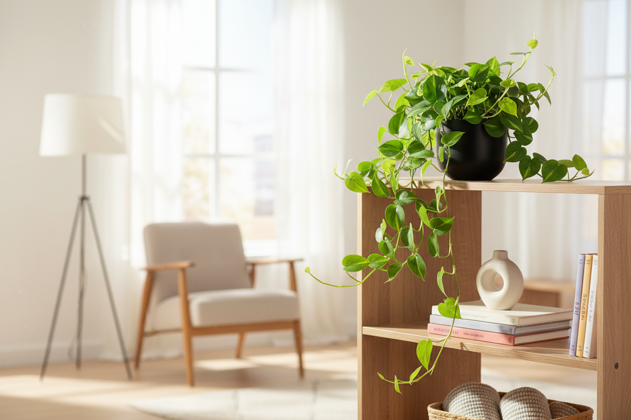 Pothos zwart op plank