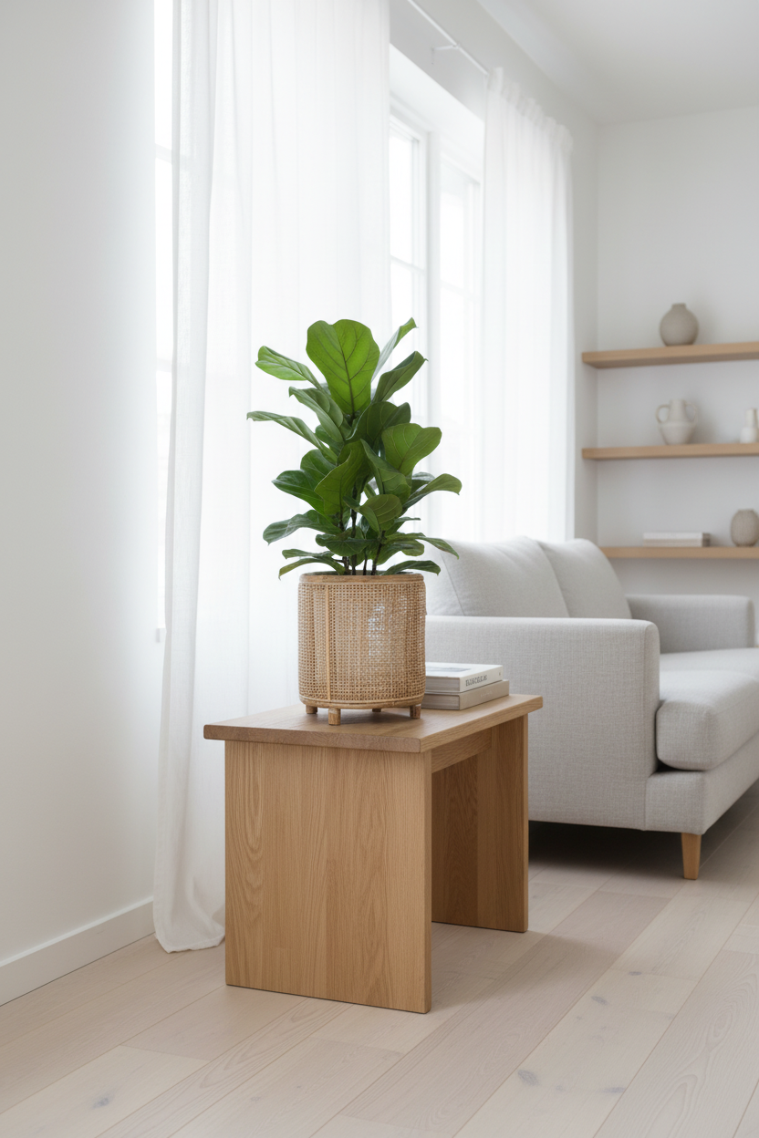 Rieten mand in interieur