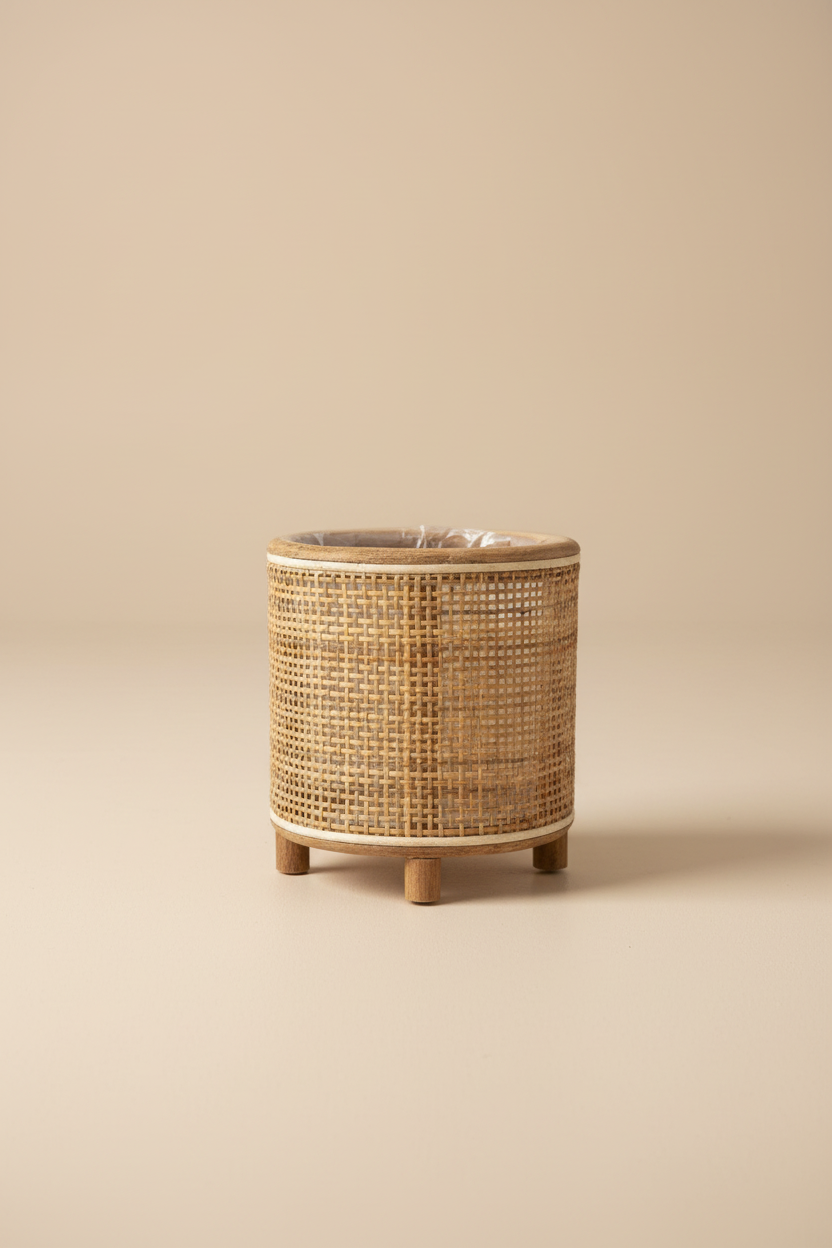 Rieten plantenbak studio foto