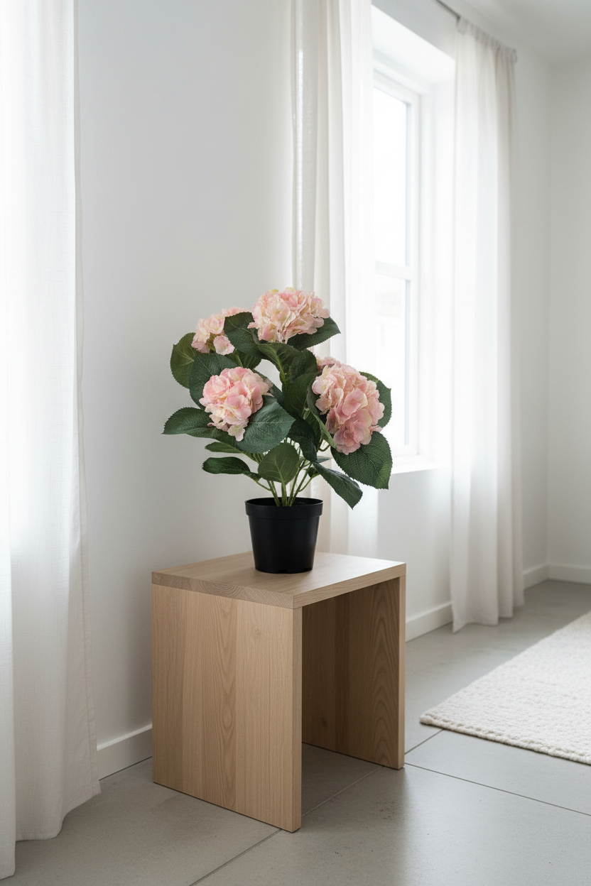 Roze hortensia in interieur