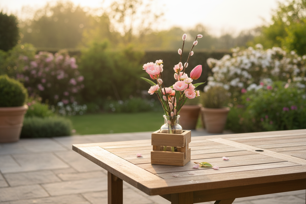 Roze lenteboeket buiten