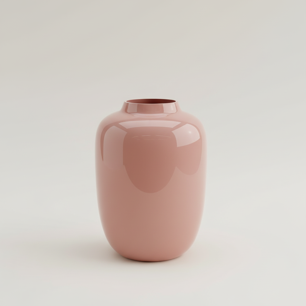 Roze terracotta vaas met lichte neutrale achtergrond
