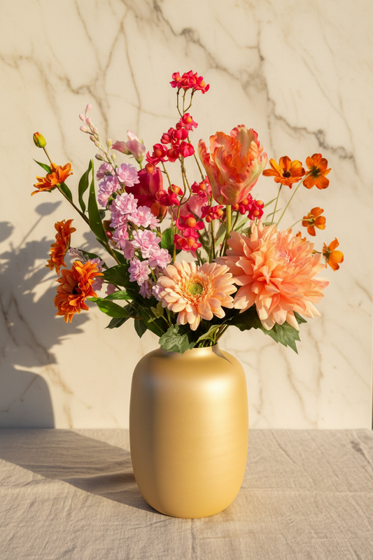 Zomerboeket op linnen/marmer